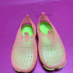 Vibrant Pink and Green Slip-On Shoes